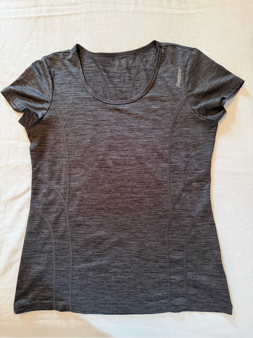 Reebok Women's Dark Gray Heather Short Sleeve Athletic Tee